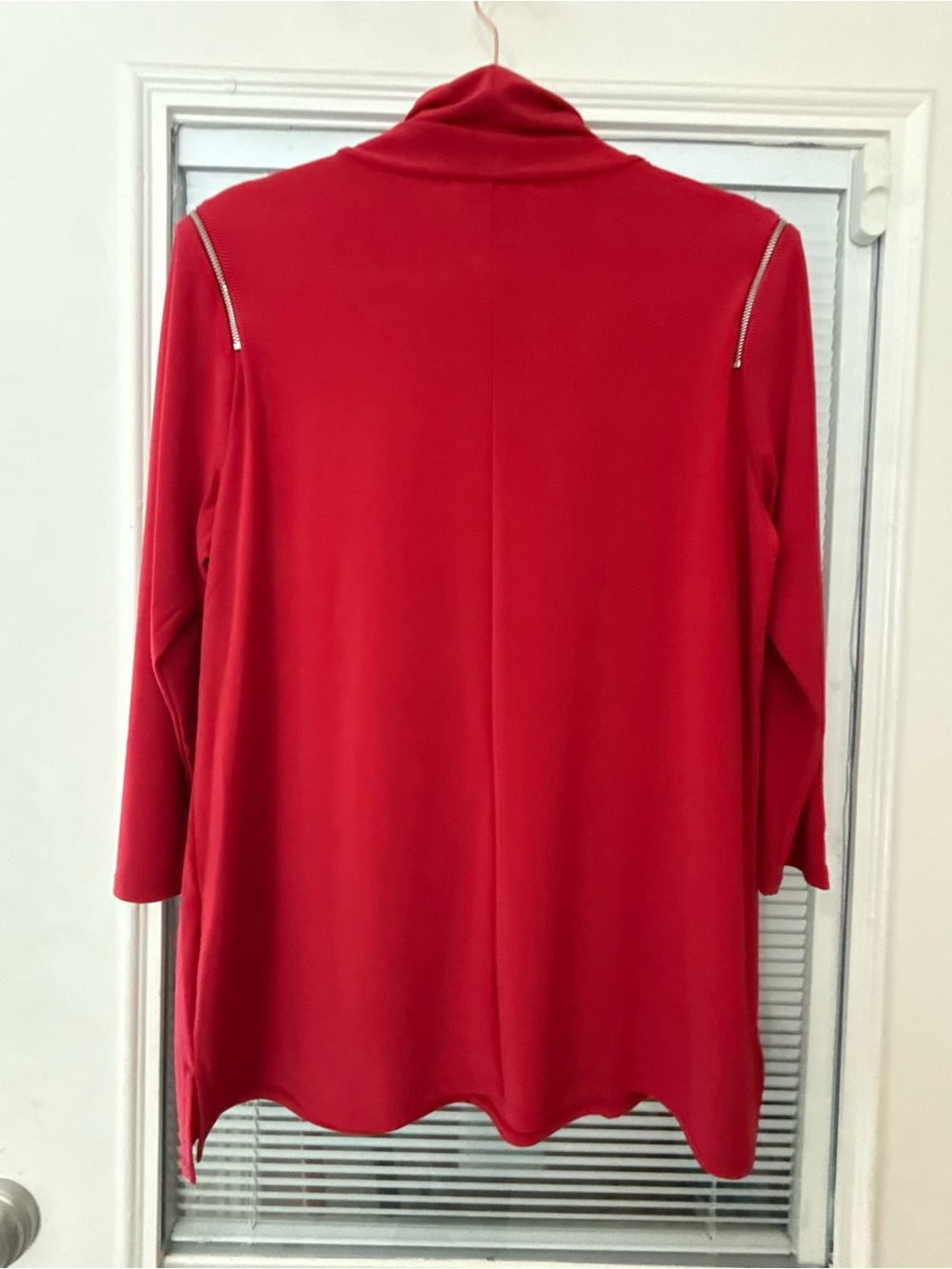 Chaus Red V-Neck Tunic with Silver Shoulder Zippers - Picture 3 of 3